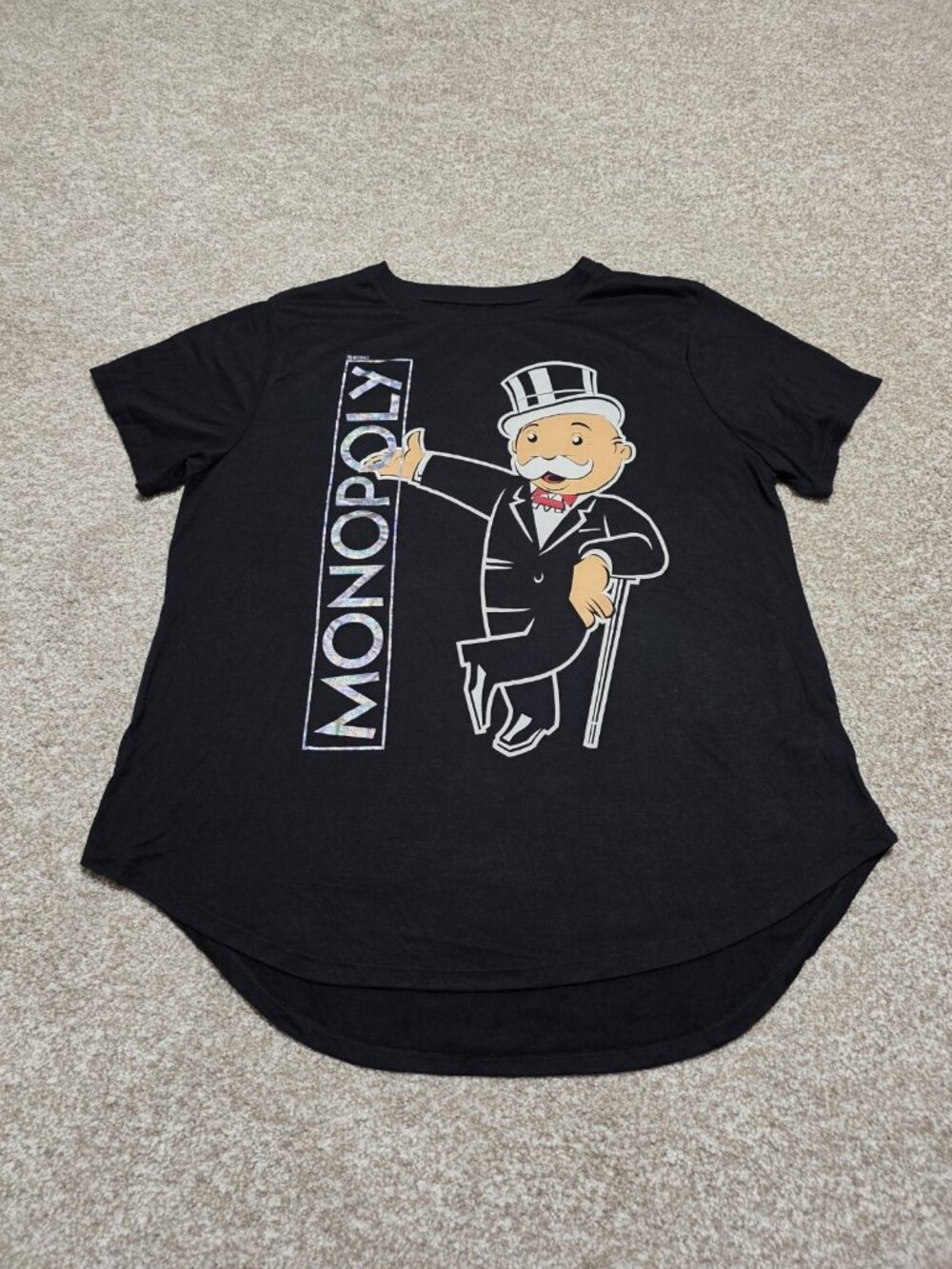 Monopoly Women’s Monopoly Man Black Short Sleeve T Shirt Size XXL